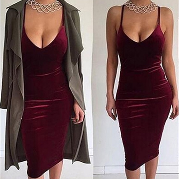 red bodycon evening dress